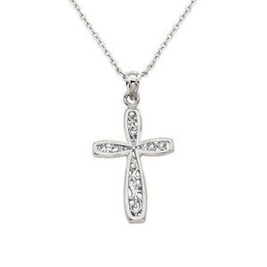 10K White Gold Cross Pendant